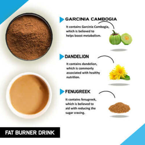 Justvedic Fat Burner Drink Mix Benefits and Ingredients - fat cutter powder - weight loss shake powder - organic slim powder
