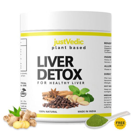 Justvedic Liver Detox Drink Mix Jar - healthy liver drink - natural drinks to cleanse liver -