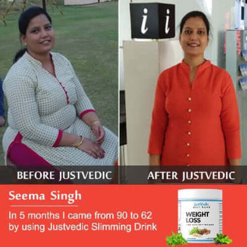 After before use of Justvedic Weight loss drink mix - good weight loss shakes - good weight loss drinks
