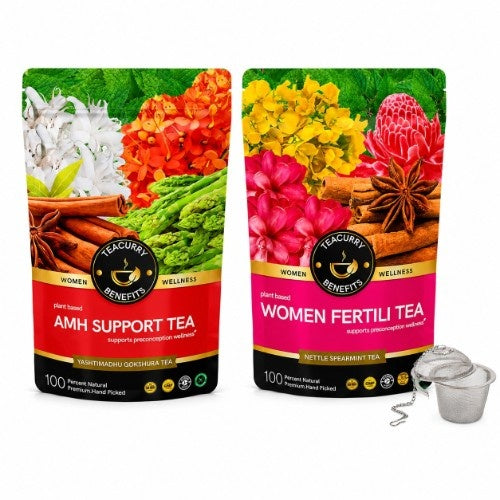 Teacurry AMH And Women Fertility Tea Combo Pouch with Infuser 
