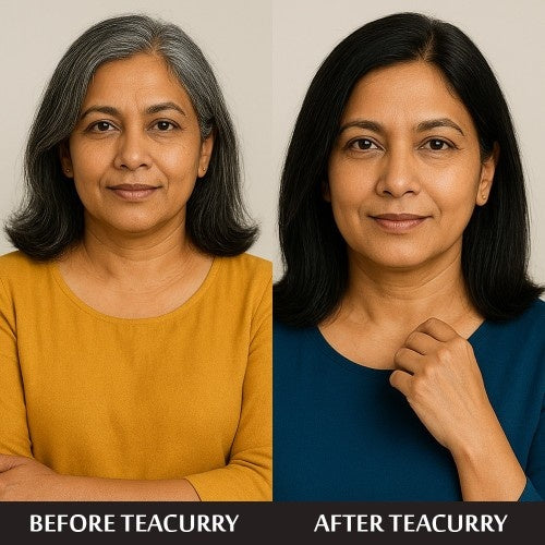 Teacurry Anti Grey Hair Tea Before and After