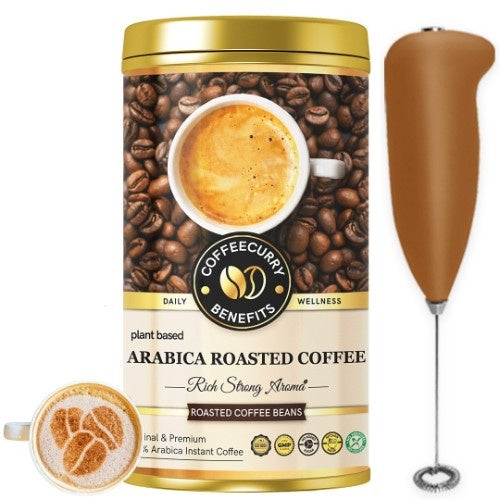 Teacurry Arabica Medium Roasted Coffee Beans with Frother 