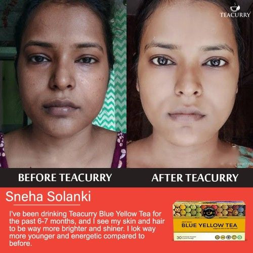 Teaurry Blue Yellow Tea Before and After