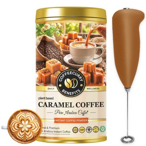 Teacurry Caramel Instant Coffee Powder with Frother 