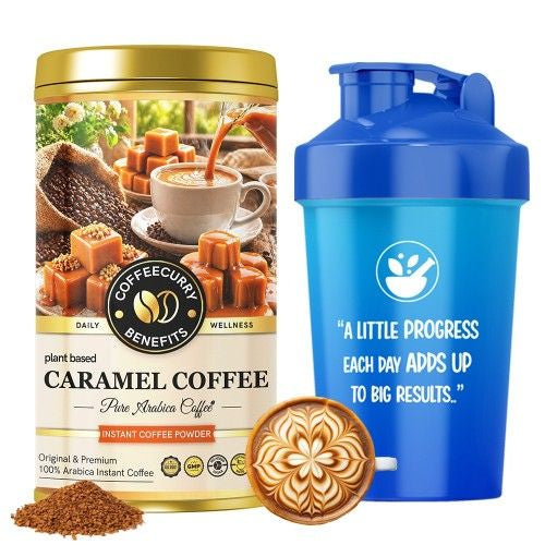 Tecaurry Caramel Instant Coffee Powder with Shaker 