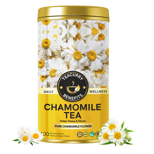 Chamomile Tea (Premium Golden Tin Can) – For Better Sleep, Stress Relief, Improved Digestion, and Healthy Skin