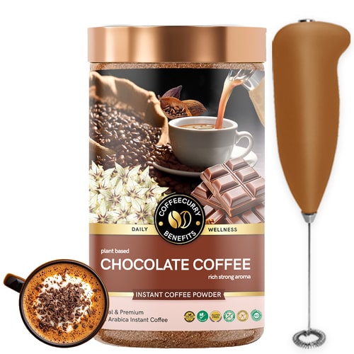 Chocolate Instant Coffee Powder with frother