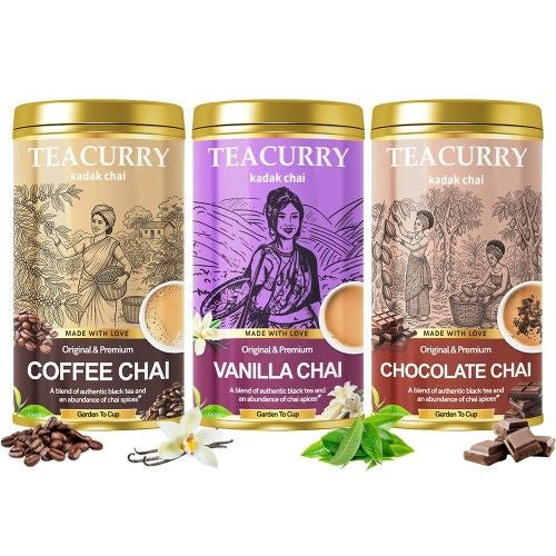 Teacurry Coffee, Vanilla, Chocolate Chai Combo Image 