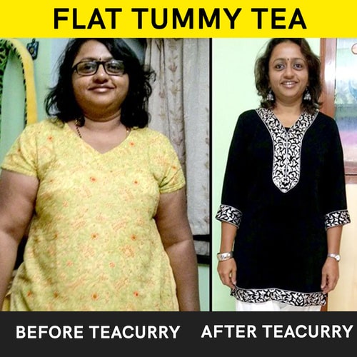 Teacurry Flat Tummy Tea - before after use 
