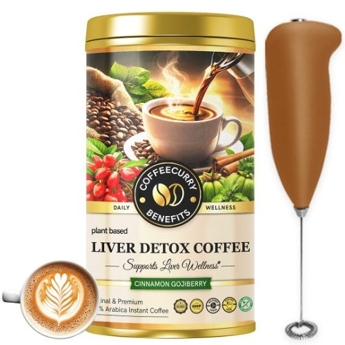 Coffeecurry Liver Detox Coffee Tin Can with Frother 