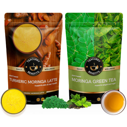 Teacurry Turmeric Moringa Latte & Moringa Green Tea Combo Pouch