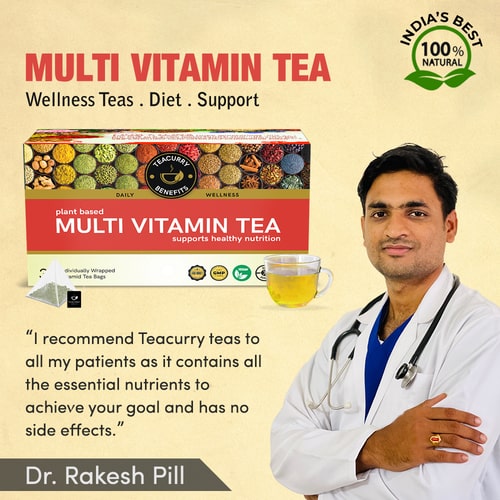 MultiVitamin Tea - Source of Vitamin A, B6, B12, C, D, K, Iron and Minerals - Multivitamin Wellness Tea