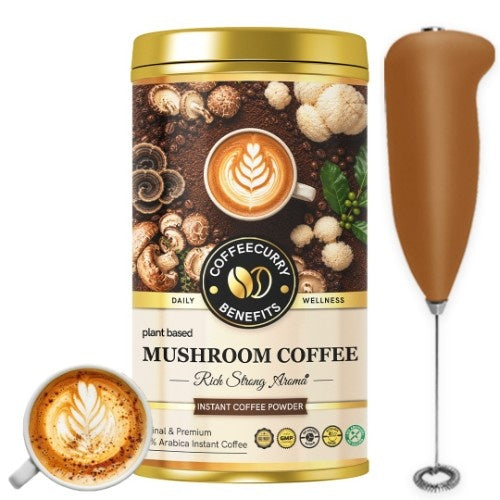 Coffeecurry Mushroom Coffee Can with Frother 