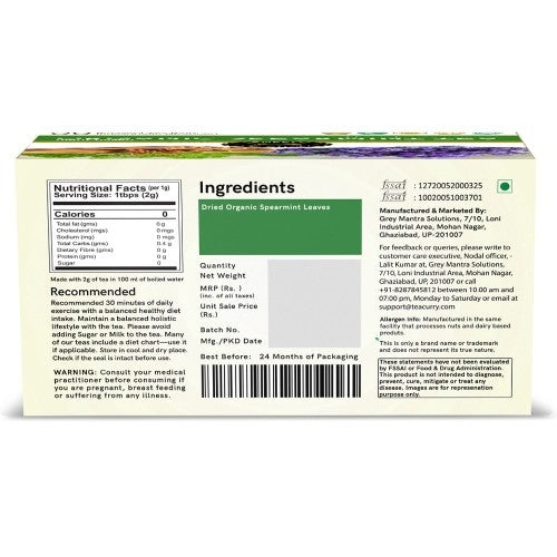 Teacurry Organic Spearmint Tea Back Image