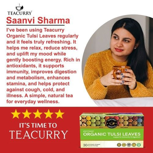 Teacurry Organic Tulsi Tea Testimonial Image
