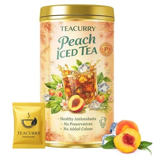 Teacurry Peach Instant Iced Tea Mix Tin Can 