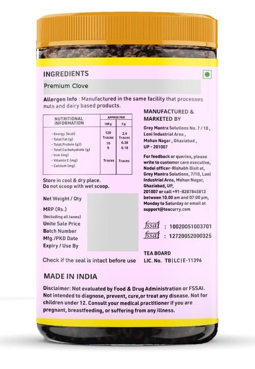 Teacurry Premium Organic Himalayan Clove Back Image 