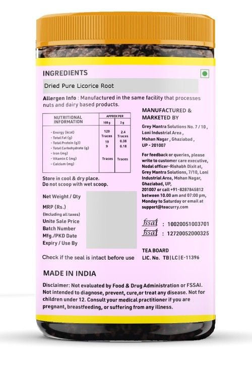 Organic Himalayan Licorice Root Back Image