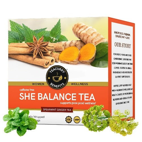 PCOS PCOD Tea - She Balance Tea Help with Hormone, Period and Weight - with Diet Chart