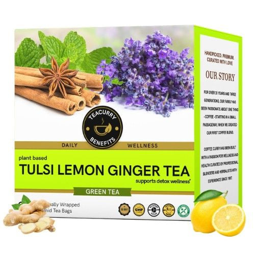 Teacurry Tulsi Lemon Ginger Tea 3D Box