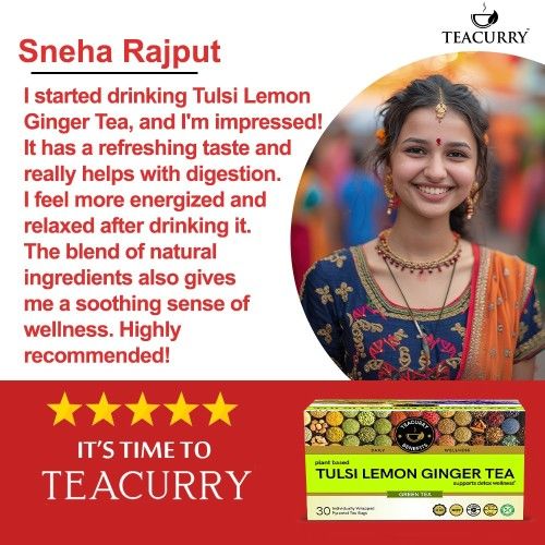 Teacurry Tulsi Lemon Ginger Tea Testimonial Image