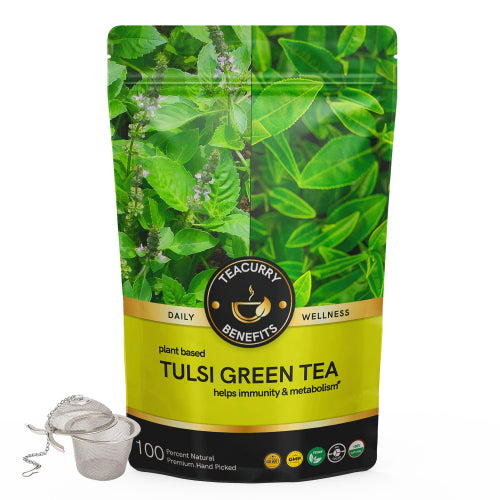 Teacurry Tulsi Green Tea Pouch with Infuser