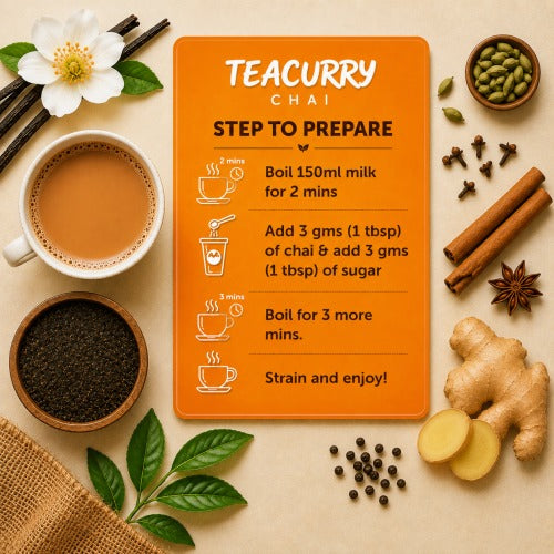Teacurry Masala chai - steps to prepare - hot masala chai - hot masala tea