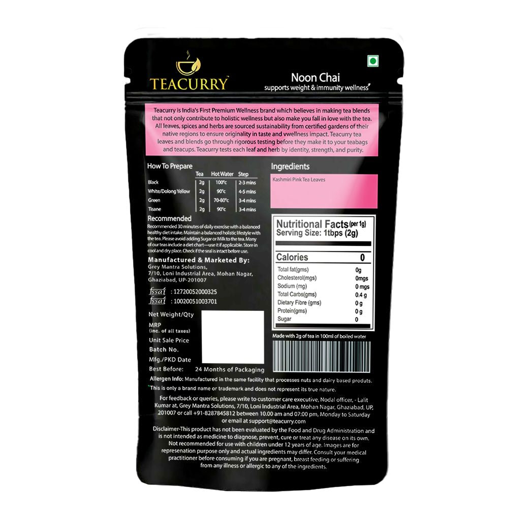 Teacurry Noon Chai  Back Image 