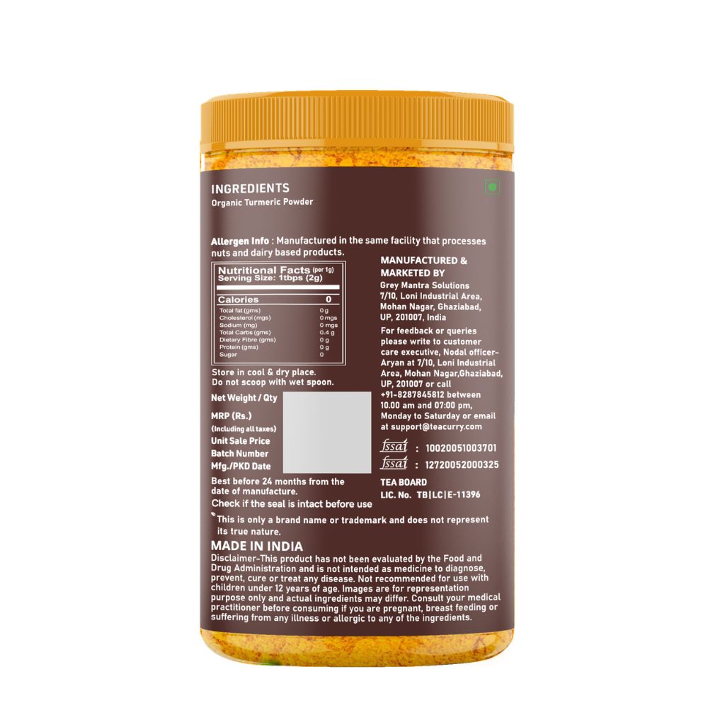 Teacurry Organic Turmeric Powder Back Image