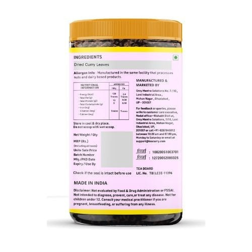 Organic Himalayan Curry Leaves Back Image 