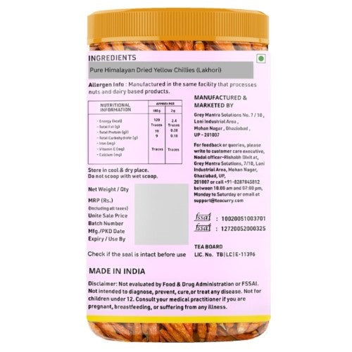 Teacurry Organic Himalayan Yellow Chili Back Image