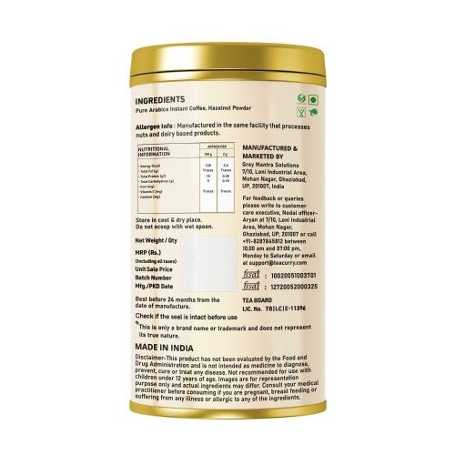 Coffeecurry Hazelnut Instant Coffee Powder Back Image 