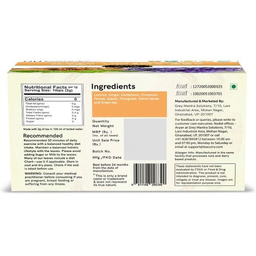 Teacurry Vata Dosha Tea Back Image 
