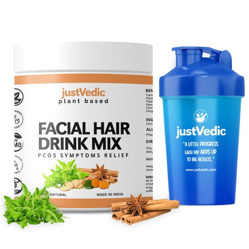 Justvedic Facial Hair Drink Mix with shaker 