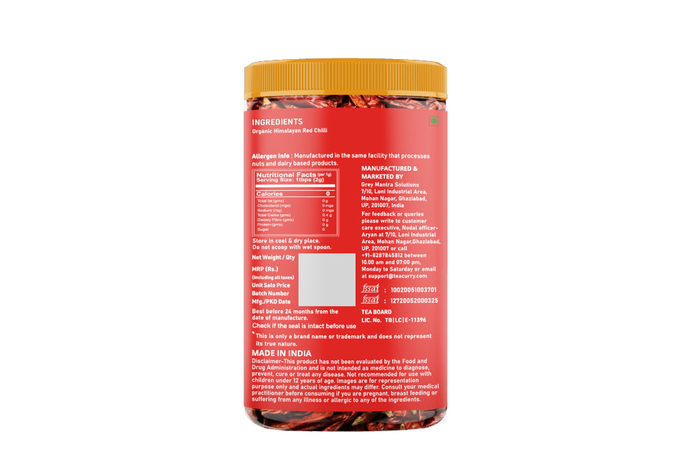 Teacurry Organic Himalayan Red Chilli Back Image 