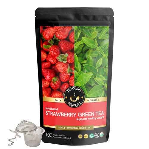 Teacurry Strawberry Green Tea - lose leaf tea and  infuser