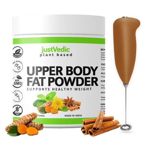 Justvedic Upper Body Fat Burn Drink Mix with frother