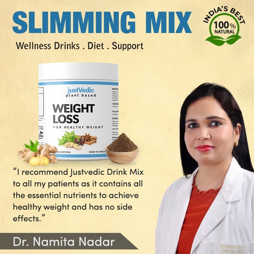 Justvedic Weight loss drink mix recommended by Dr. namita nadar - fat loss drink - slimming powder for weight loss