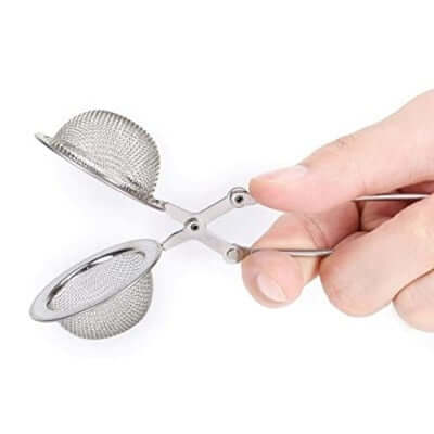 Mesh Ball Tong Tea Infuser with Pincer - open