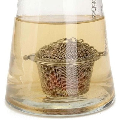 Meshball Tea Infuser with Chain in tea pot