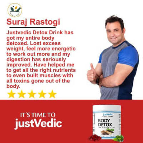 Justvedic Body Detox Drink Mix used by Suraj Rastogi