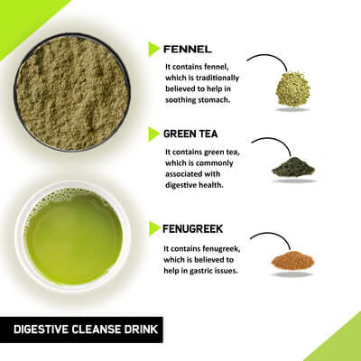 Justvedic Digestive Cleanse Drink Mix Benefits and Ingredients - digestive mix for stomach - healthy gut drinks - drinks good for gut health - drinks to help digestion