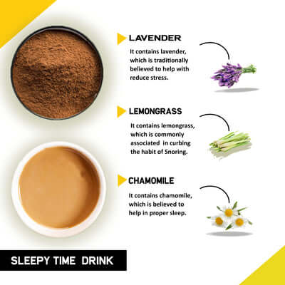 Justvedic Sleepy Time Drink Mix benefit and ingredient 