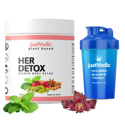 Justvedic Her Detox Drink Mix Jar and Shaker