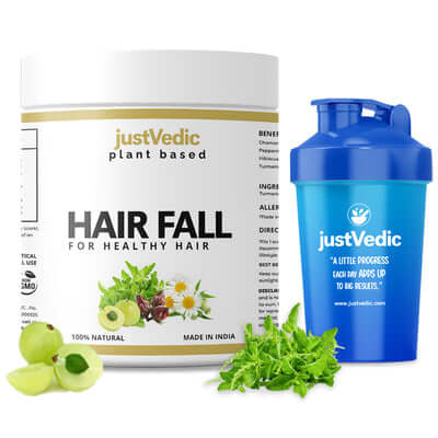 Justvedic Hair Fall Drink Mix Jar and Shaker