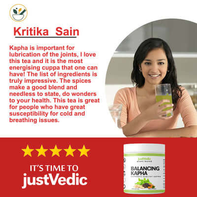 Justvedic Balancing Kapha Drink Mix used by Kritika Sain