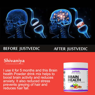 JustVedic Brain Health Drink Mix used by Shivaniya - brain food powder - best energy drink for brain - mind powder