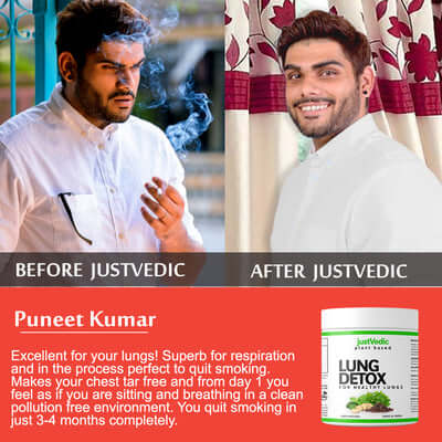 Justvedic Lung Detox Drink Mix used by Puneet Kumar - lungs smoke clean - vitamins lungs detox