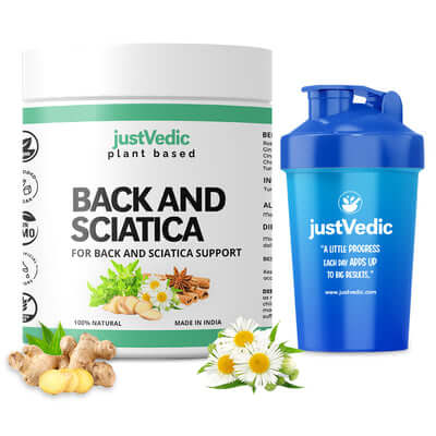 Justvedic Back and Sciatica Support Drink Mix and Shaker