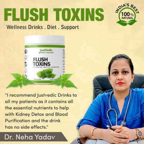 Justvedic Fush Toxins Drink Mix Jar approved by doctor Neha yadav